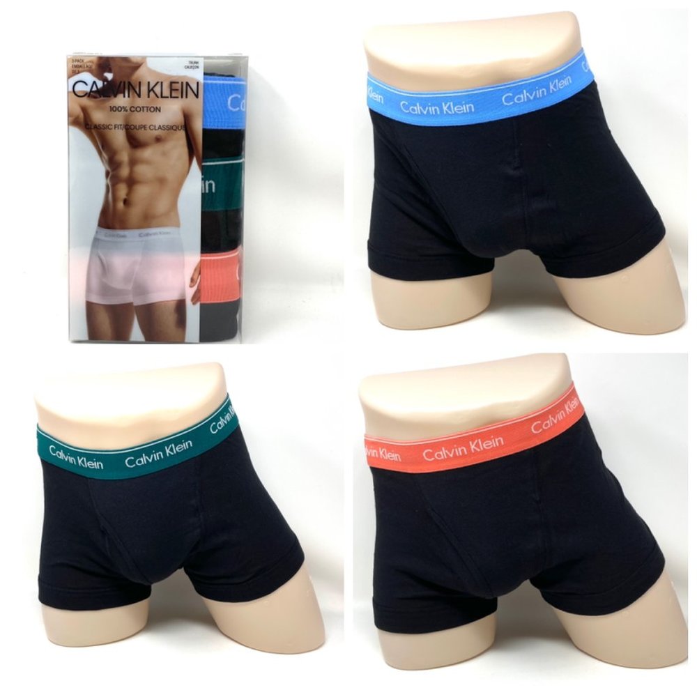 💖MEGA SALE💖 Calvin Klein 3 Pack Cotton Black Full Rise Trunk  Men NB4002-925